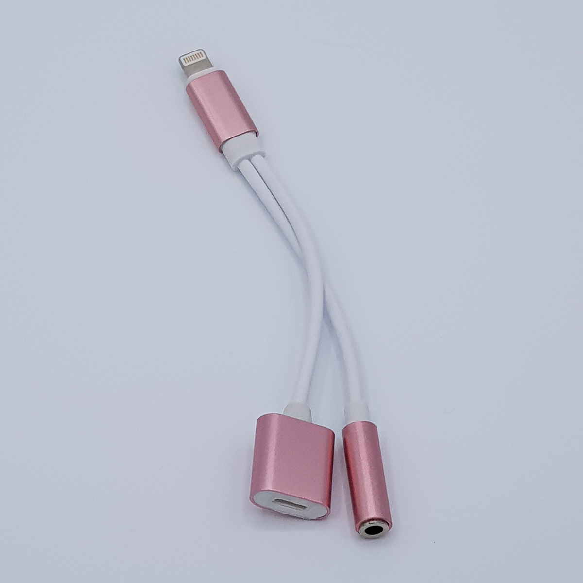 2 in 1 ligtning kabel voor audio & opladen - voor iPhone 7 / 8/ X - rose goud