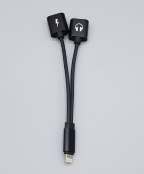2-in-1 Oplaad/Audio Kabel Adapter  - voor iPhone 7 / 8/ X - Zwart