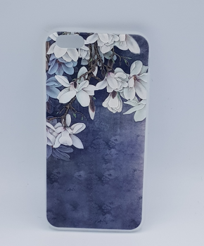 iPhone 6 Plus hoesje - White Lillies on blue