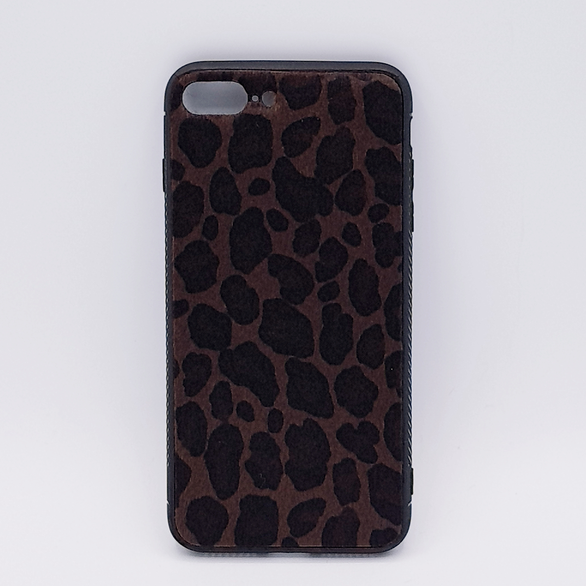 iPhone 7 Plus hoesje  - panter look - pluizig - donker bruin