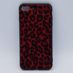 iPhone 7 Plus hoesje - panter look - pluizig - rood