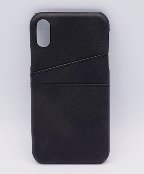 Voor IPhone X - kunstlederen back cover / wallet - zwart