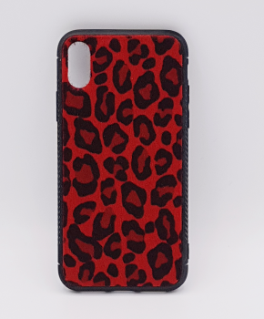 iPhone X hoesje - panter look - pluizig -rood