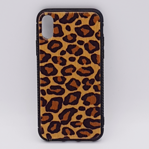 iPhone X hoesje - panter look - pluizig - geel/bruin