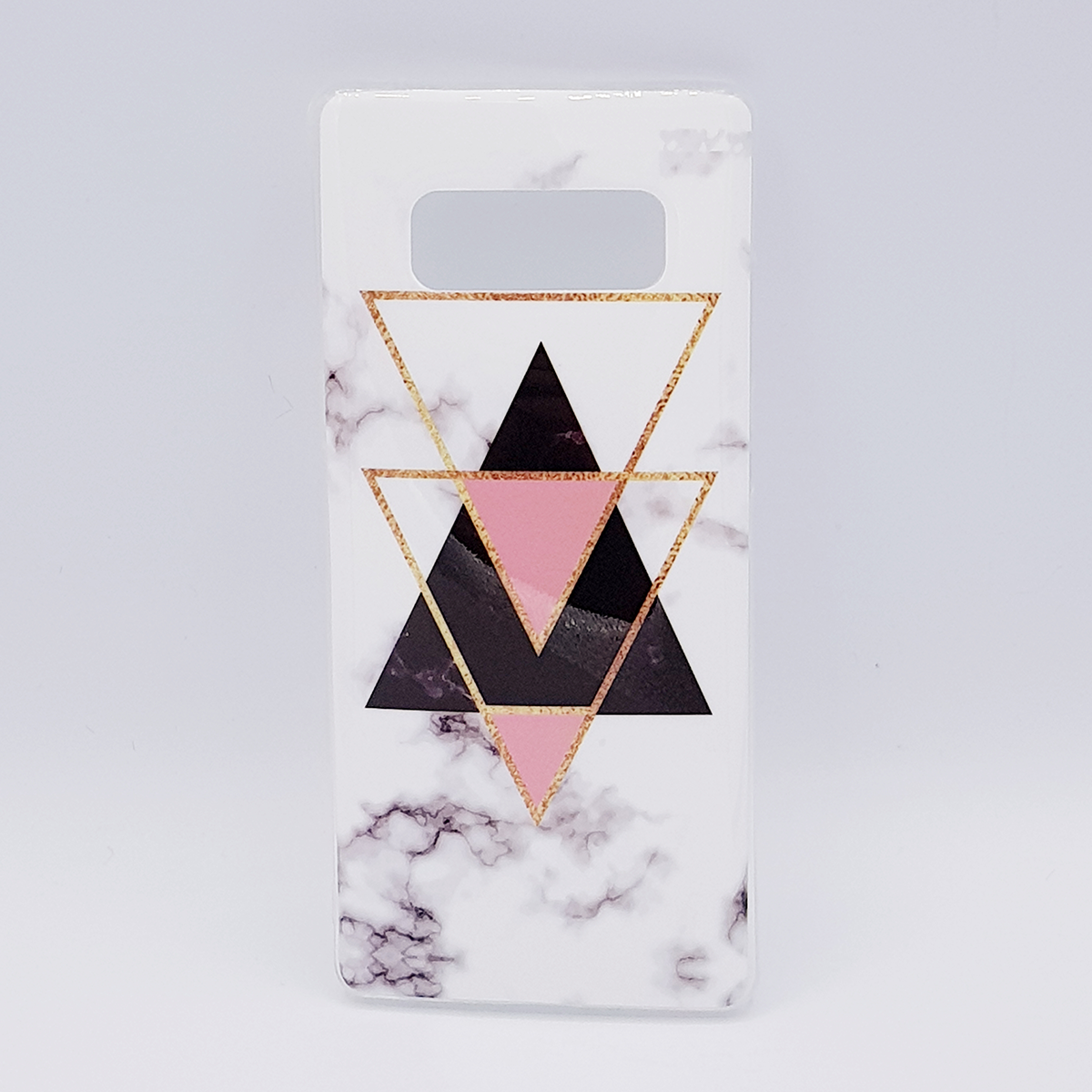 Voor Samsung Note 8  hoesje - marble triangels black & pink