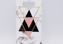 Voor Samsung Note 9 hoesje - marble triangels black & pink