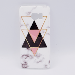 Samsung S7 Edge hoesje - marble triangels black & pink