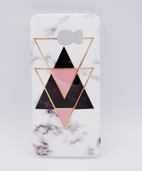 Samsung S7 hoesje - marble triangels black & pink