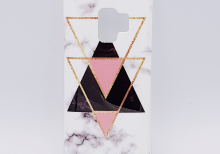 Samsung S9 Plus hoesje - marble triangels black & pink