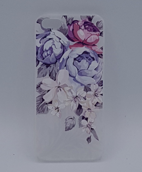 iPhone 5, 5s, SE hoesje - Pioen - roze - blauw en wit