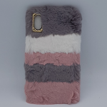 voor IPhone XS max - pluizig hoesje – 3 kleuren – roze/grijs