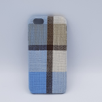 Stoffen - geruite blauw bruine - back case voor iPhone 6