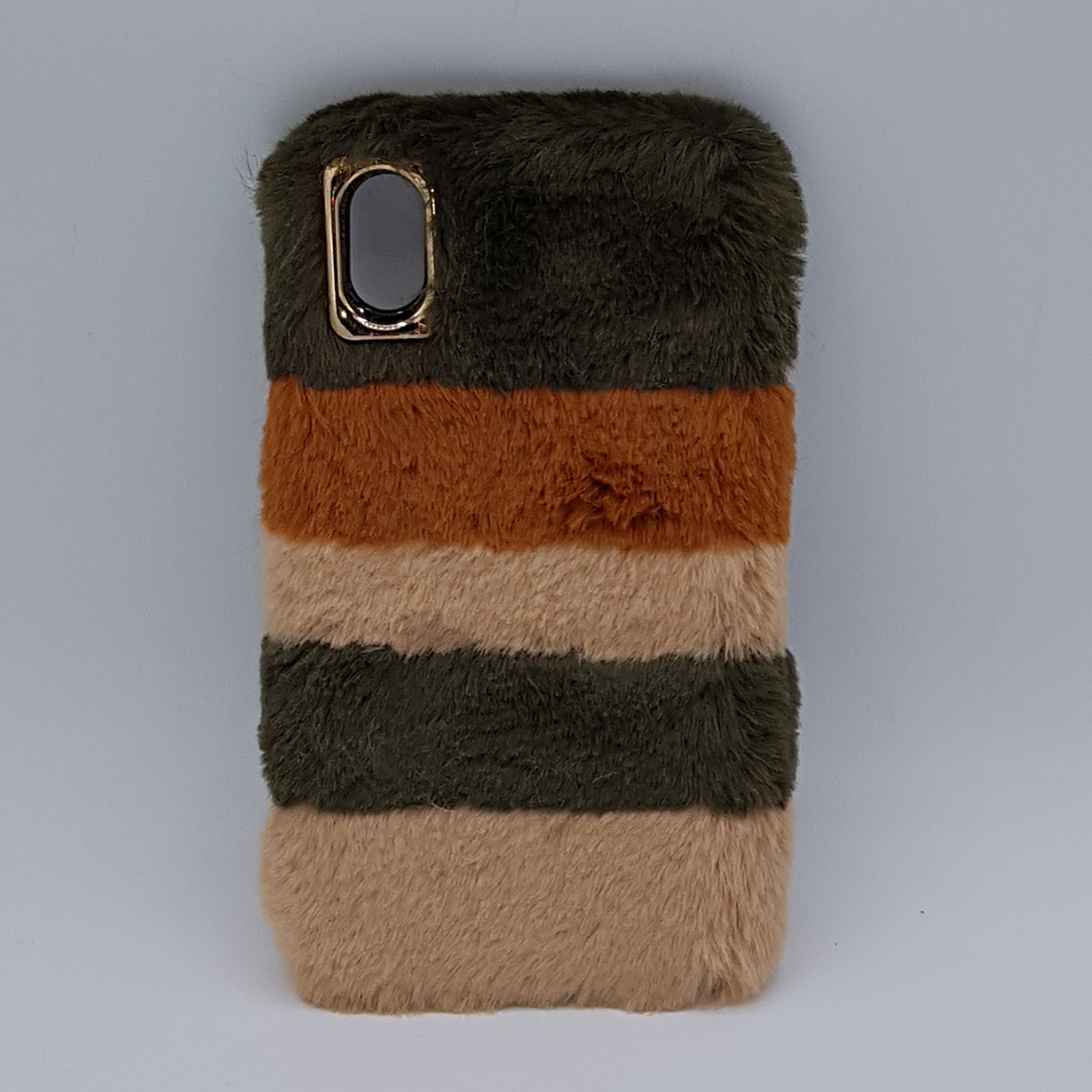 zacht pluizig -Gemengde Kleuren - bruin - hoesje  voor iPhone XS max