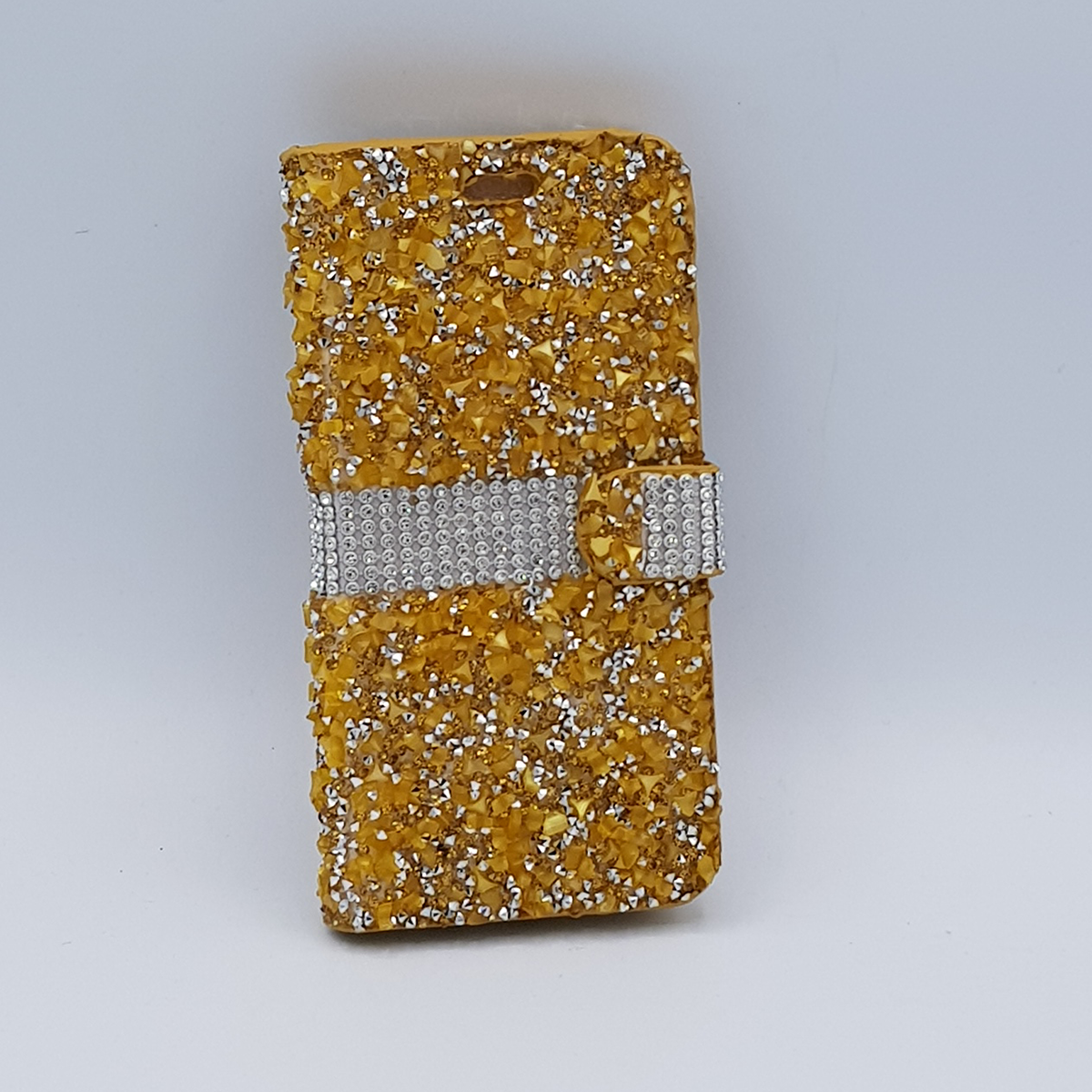 Voor Samsung S8 Plus bling - glitter boek case  - goud met zilver