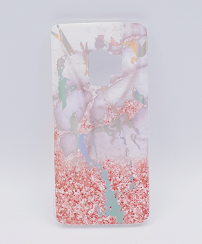 Voor Samsung Galaxy S9 - hoesje - Marble flower pink