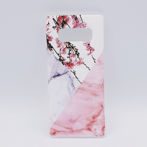 Voor Samsung Note 8 - hoesje - Triangle Marble flower pink