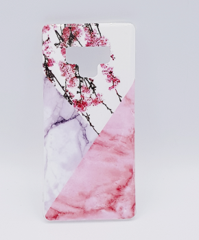 Voor Samsung Note 9 - hoesje - Triangle Marble flower pink
