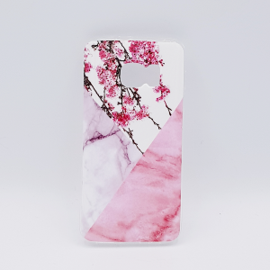 Voor Samsung S7 Edge - hoesje - Triangle Marble flower pink