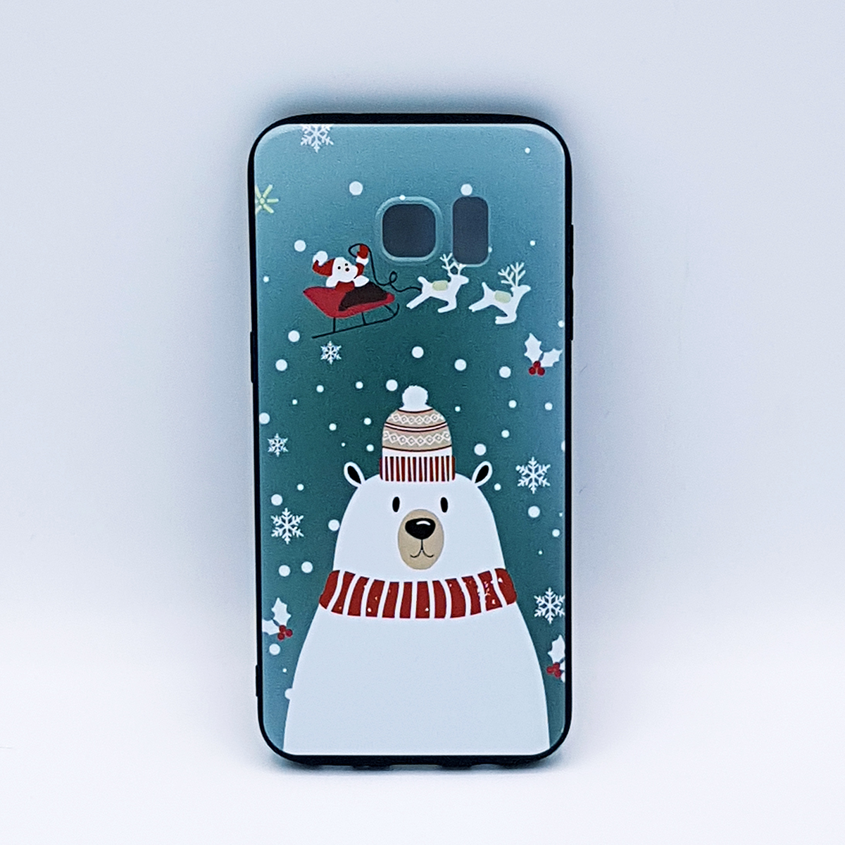 Samsung S7 Edge hoesje  - kerst - ijsbeer met muts