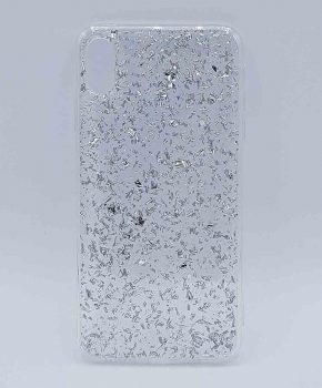 iPhone XR - hoesje - transparant - zilver glitters