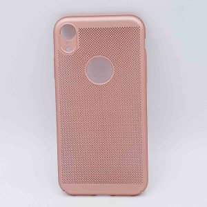 Voor IPhone XR - hoesje - metaal gaas look - roze goud