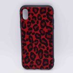 iPhone XR  hoesje - panter look - pluizig - rood