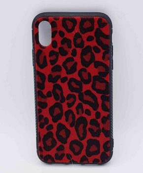 iPhone XR  hoesje - panter look - pluizig - rood