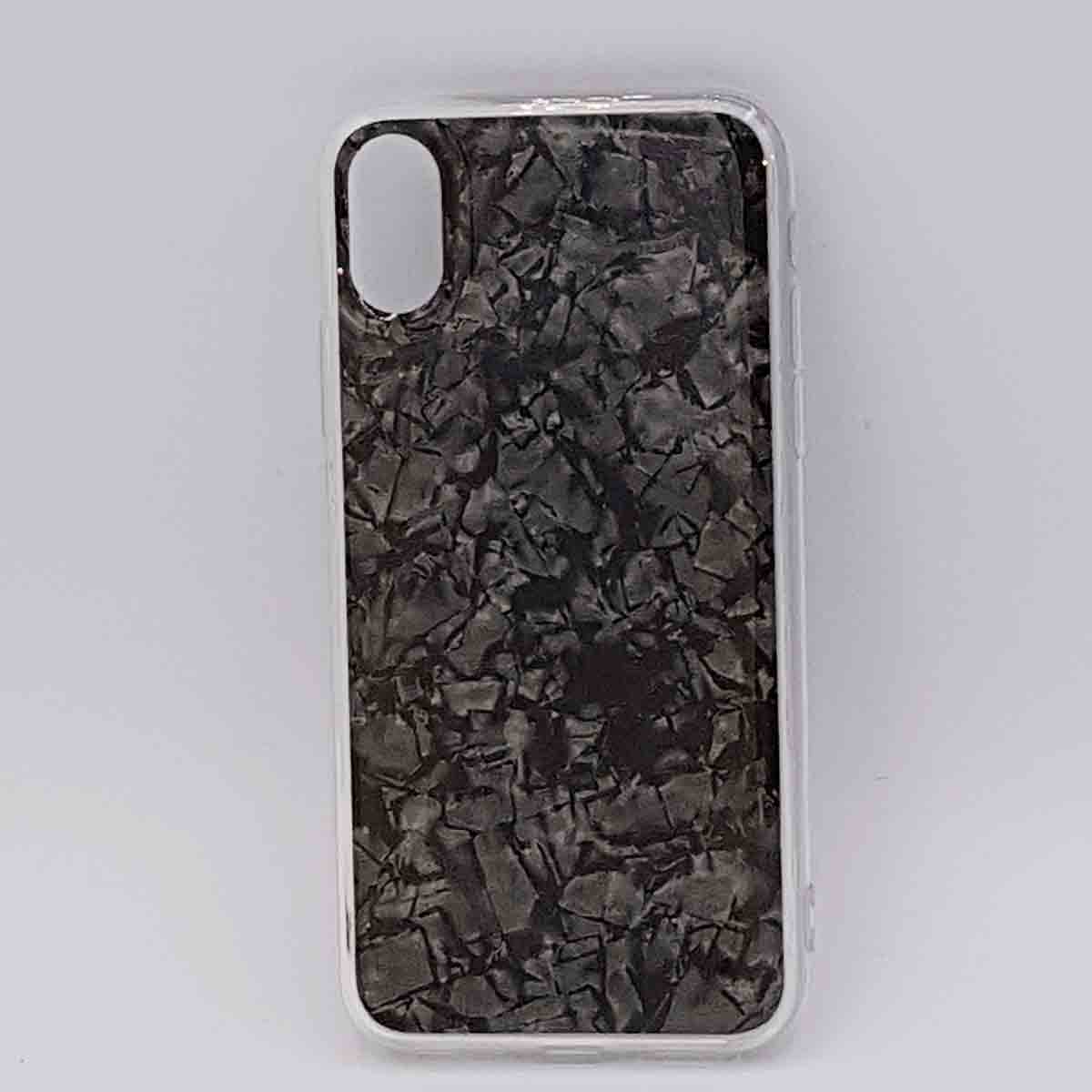 Voor IPhone XR  -  half transparant hoesje - black flakes