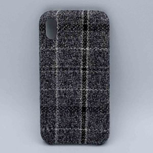 iPhone XR - hoesje - stof - schotse ruit - zwart