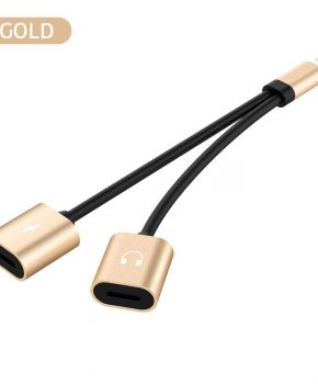 2 in 1 Lightning Kabel Audio Adapter Splitter -Goud  - voor iPhone 7 / 8 en X