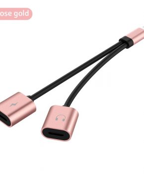 2 in 1 Lightning Kabel Audio Adapter Splitter -Roze - voor iPhone 7 / 8 en X