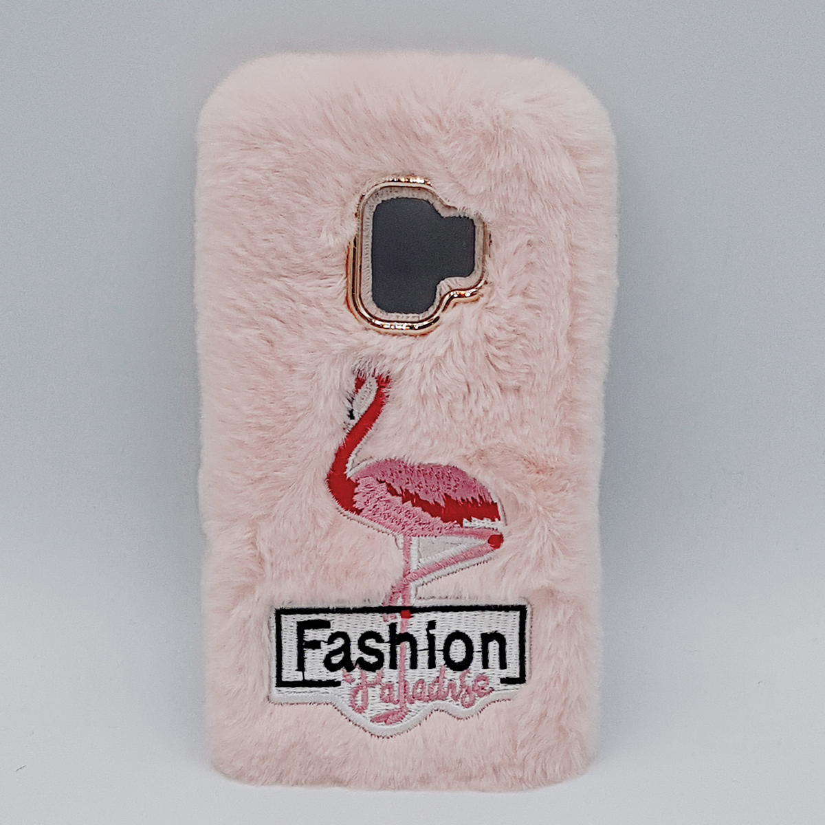 Voor Samsung S9 - pluizig hoesje - flamingo roze