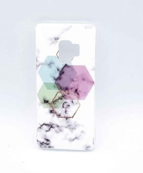 Voor Samsung Galaxy S9 - hoesje - White Marble Hexagon