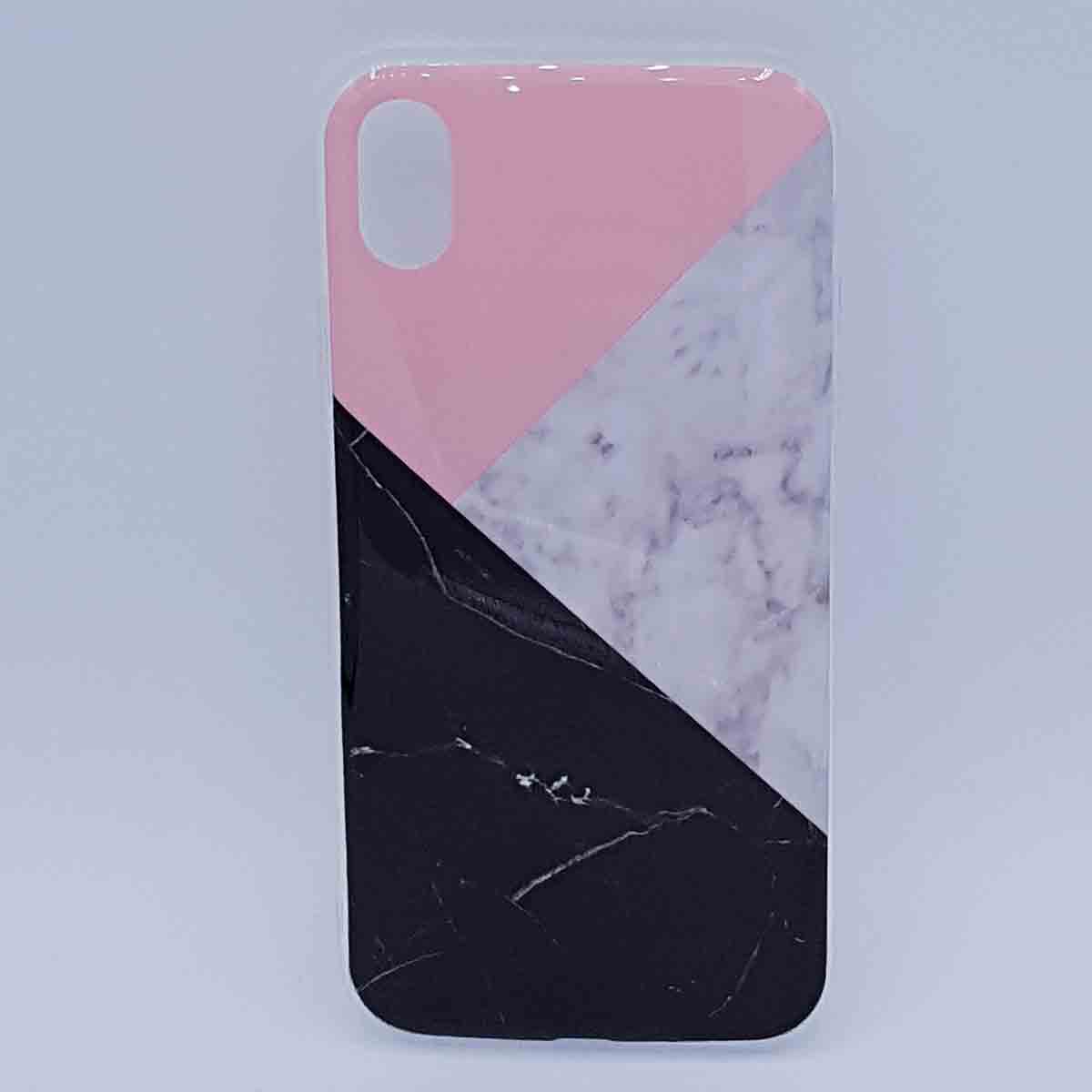 Voor IPhone XR – hoesje - 3 hoek marmer pink