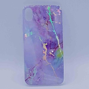 Voor IPhone XR - hoesje - lila marble flash