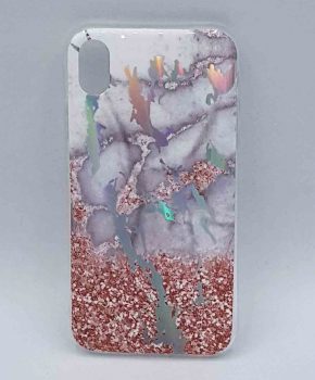 Voor IPhone XR - hoesje - Marble flower pink