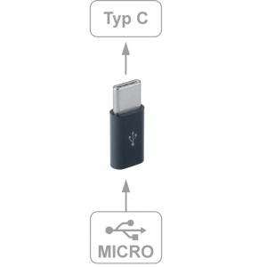 Micro USB female naar USB C male - adapter - zwart