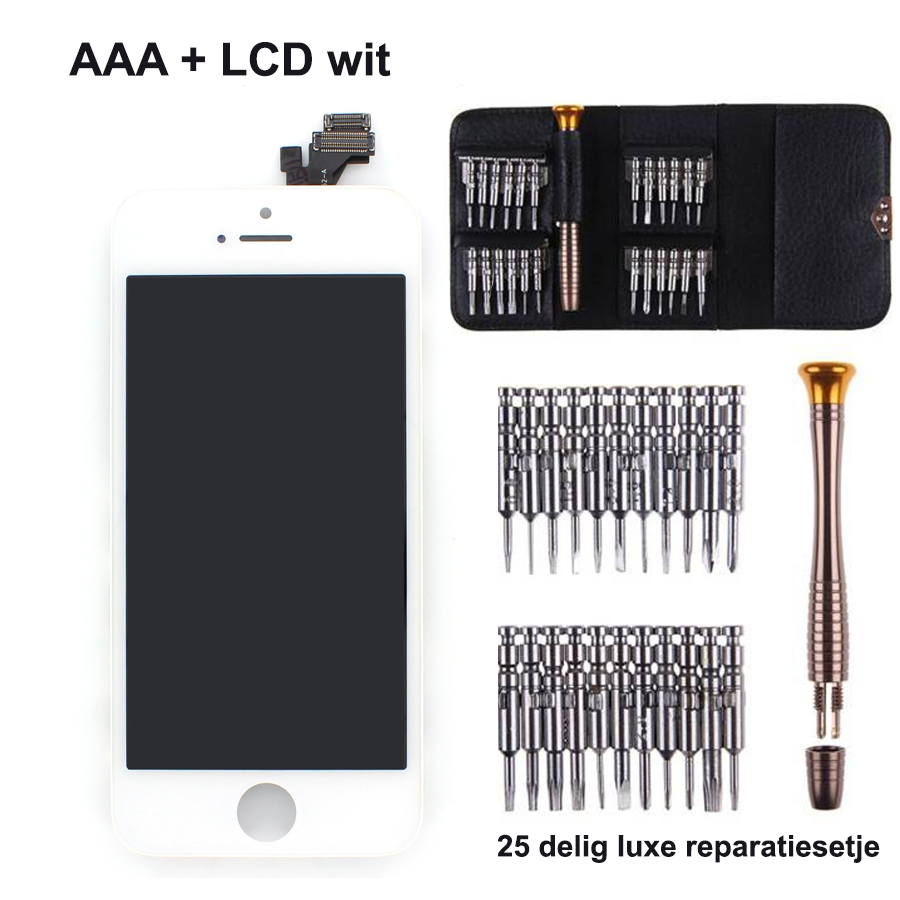IPhone 5 LCD scherm Wit AAA- reparatieset de luxe - met 25 delig setje