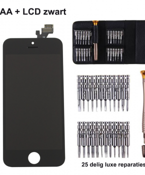 IPhone 5 LCD scherm zwart AAA reparatieset de luxe - met 25 delig setje