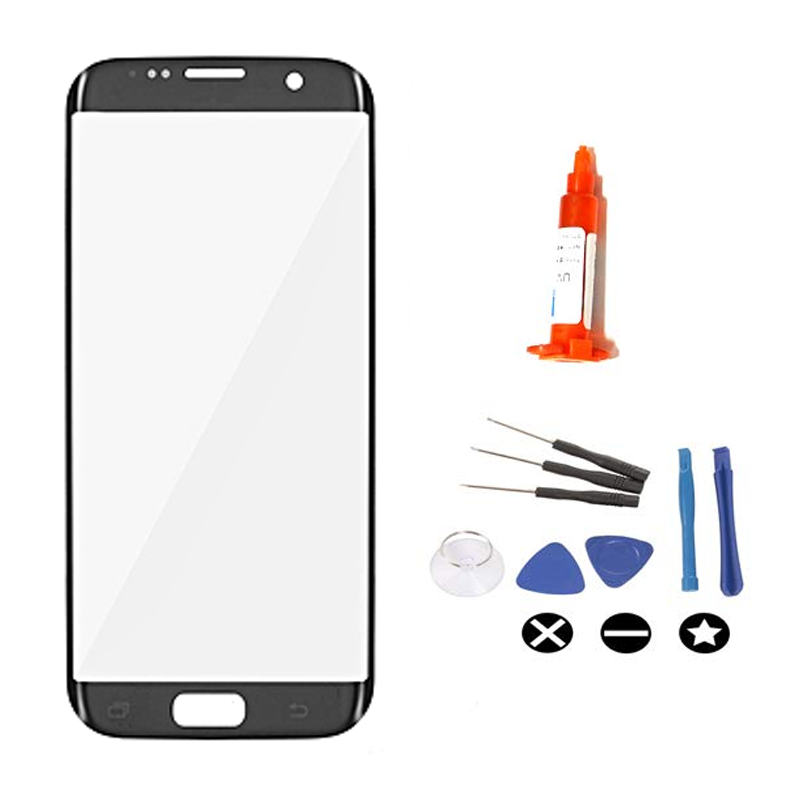 Ga naar beneden racket bolvormig Voor Samsung Galaxy S7 Edge vervangglas + loca lijm - zwart