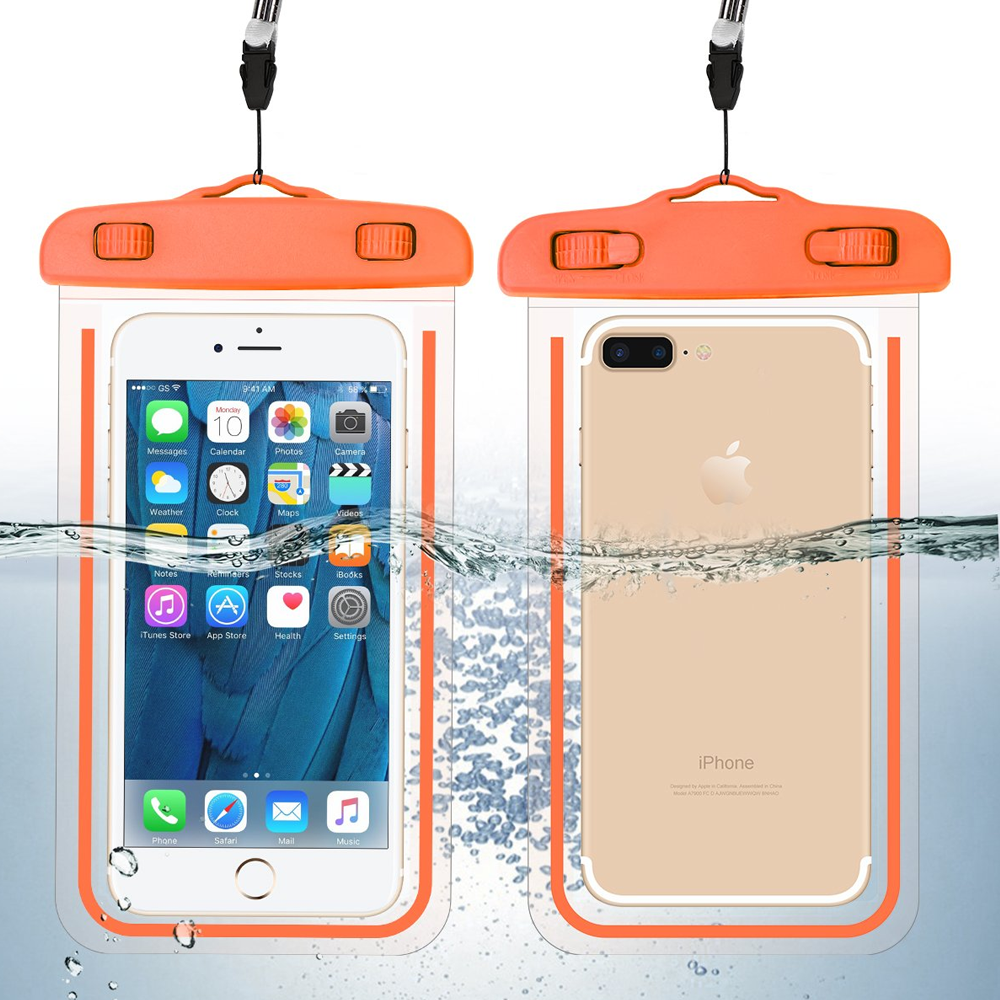 waterdichte telefoonzak - glow in the dark - Oranje
