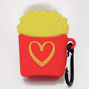 Cartoon Silicone Case voor Apple Airpods - i love fries - met karabijn