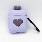 Cartoon Silicone Case voor Apple Airpods - love hart - purple - met karabijn - met karabijn