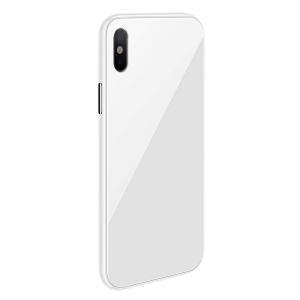 Magnetische case met gekleurd achterglas voor de iPhone XR –Wit