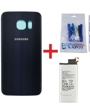 Voor Samsung Galaxy S6 Edge achterkant + batterij - blauw