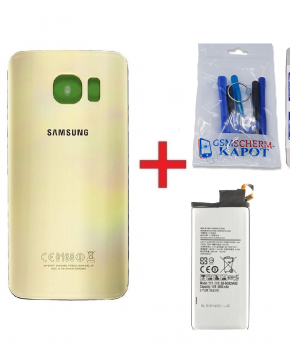 Voor Samsung Galaxy S6 Edge achterkant + batterij - goud