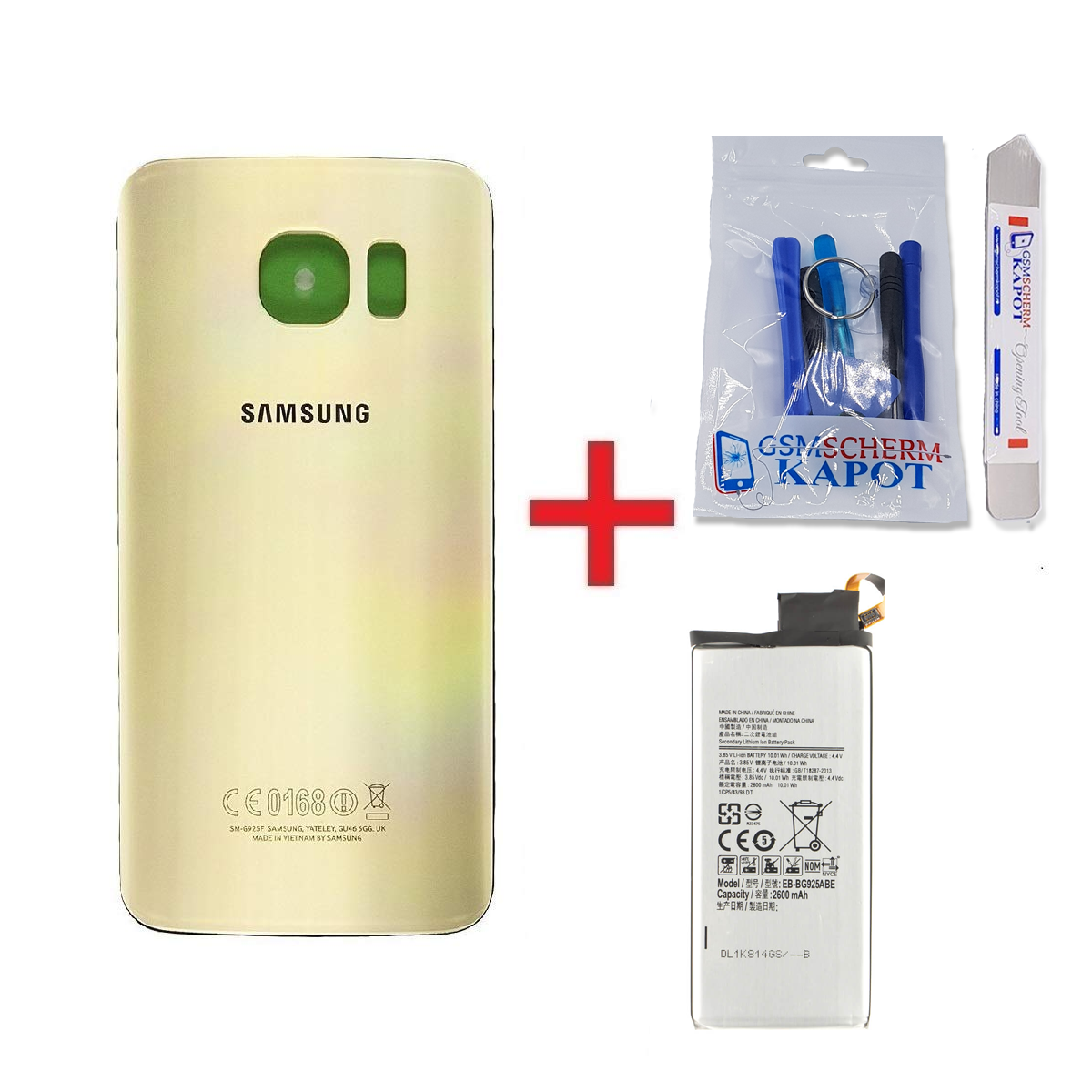 Voor Samsung Galaxy S6 Edge achterkant + batterij - goud