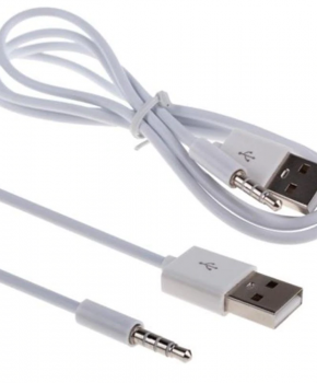 USB 2.0 male naar 3.5mm Audio AUX male Kabel - Wit - 1M