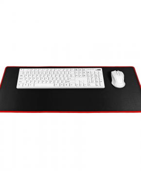 Gaming mousepad extra groot 900x400x3mm - zwart met rood stiksel