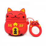 Cartoon Silicone Case voor Apple Airpods - Chinese lucky cat - rood